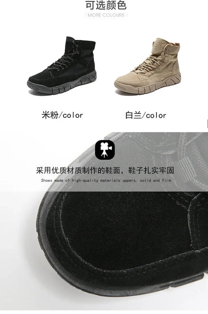 Men Combat Boots Summer Breathable Comfortable Canvas Men Ankle Boots Casual Lightweight Outdoor Jogging Platform Mesh Men Boots