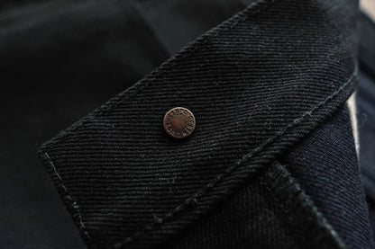 Mens Jeans Black Jeans Double-sided Dyeing Sanforized Selvedge Denim Jeans  16 Oz Regular Fit
