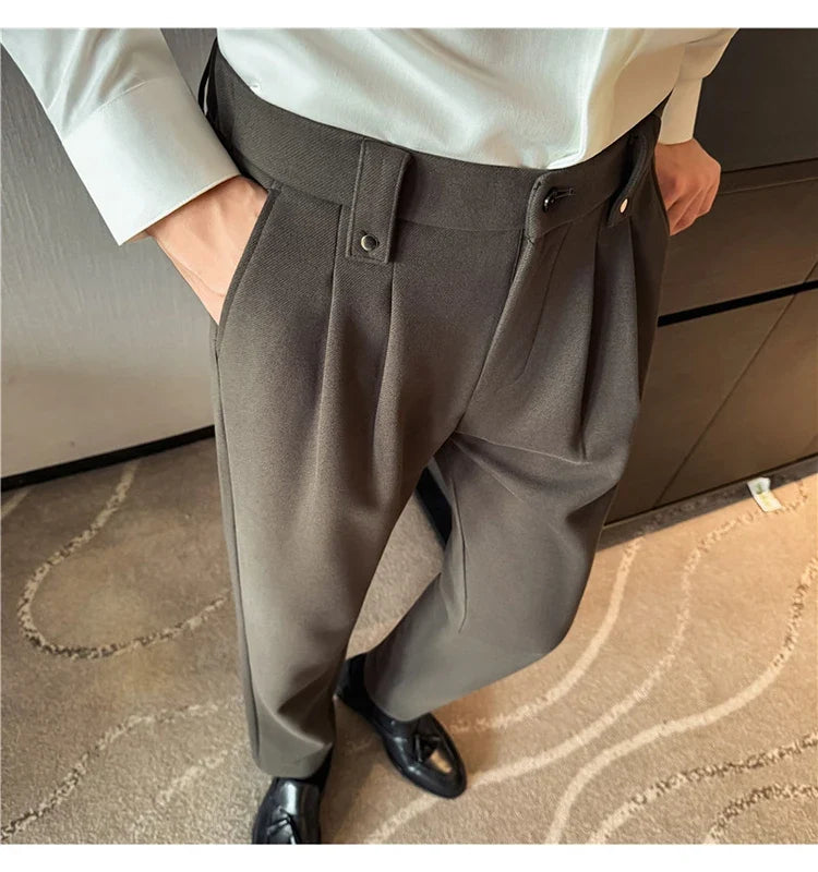 Autumn Winter Thicken Elastic Waist Casual Warm Pants Men High Quality Fashion Slim Social Party Dress Trousers Men's Clothing