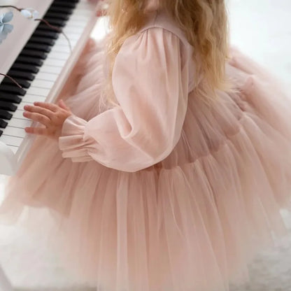 Customized Lovely Pink Flower Girl Dress For Wedding Puffy Knee Length Kids Birthday Party First Communion Ball Gowns