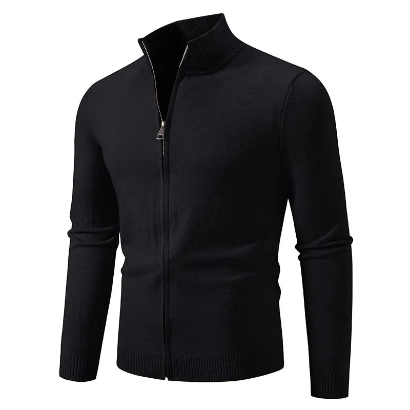 Men's Zipper SweatCoats Casual Cardigan Sweaters Stand Cold Blouse Knitwear Winter Outdoor Jumper Warm Streetwear