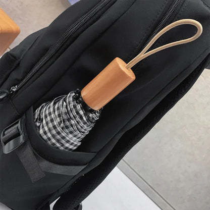 Large Capacity Solid Color Backpack for High School Students, Simple Black Travel Backpack for Middle School Students