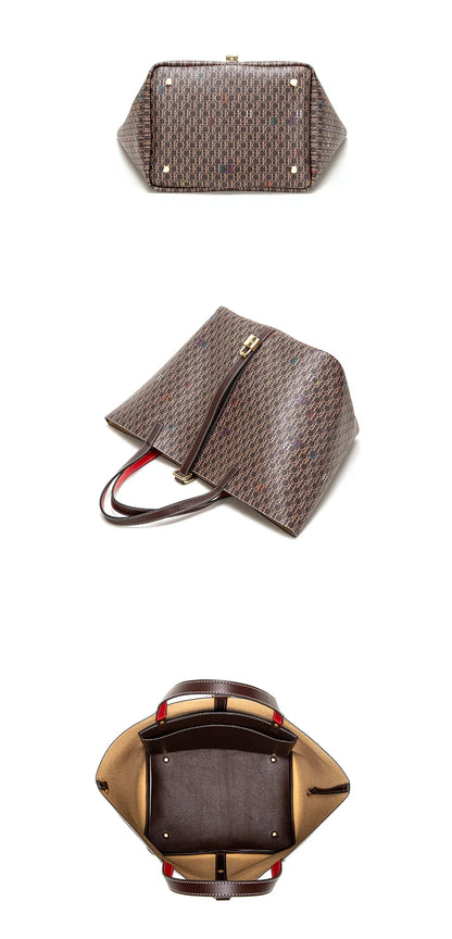 Retro Classic Style Exquisite Workmanship Letters Printing Ladies Multifunctional Handbag Large Capacity Women's Handbag