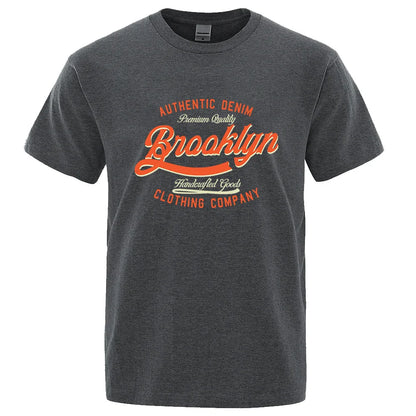 Letter, Brooklyn, New York City, Usa T Shirt Men Fashion O-Neck Tshirts Summer Cotton Tops Fashion Loose Street Hip Hop T-Shirts