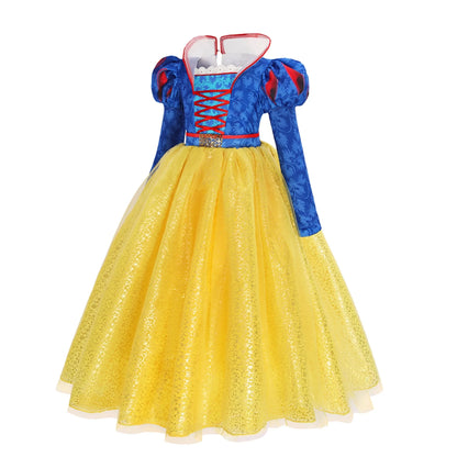 Deluxe Snow White Gown Set with Accessories Princess Costume Fairy Cosplay for Girls Kids Toddler Carnival Party Vestido