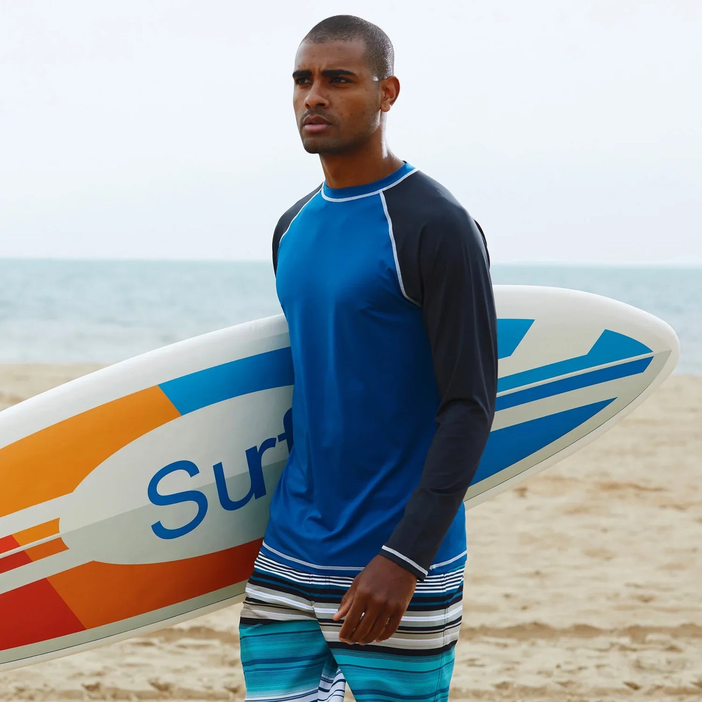 Men's Long Sleeve Swim Shirts Rashguard UPF 50+ UV Sun Protection Shirt Athletic Workout Running Hiking T-Shirt Swimwear