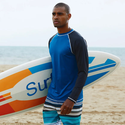 Men's Long Sleeve Swim Shirts Rashguard UPF 50+ UV Sun Protection Shirt Athletic Workout Running Hiking T-Shirt Swimwear