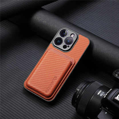 Carbon Fiber Style PU Leather for Magsafe Case for iPhone 17 Air 16 15 Pro Max 16e 14 Plus 11 12 13 Mini Cover Card Holder LM2