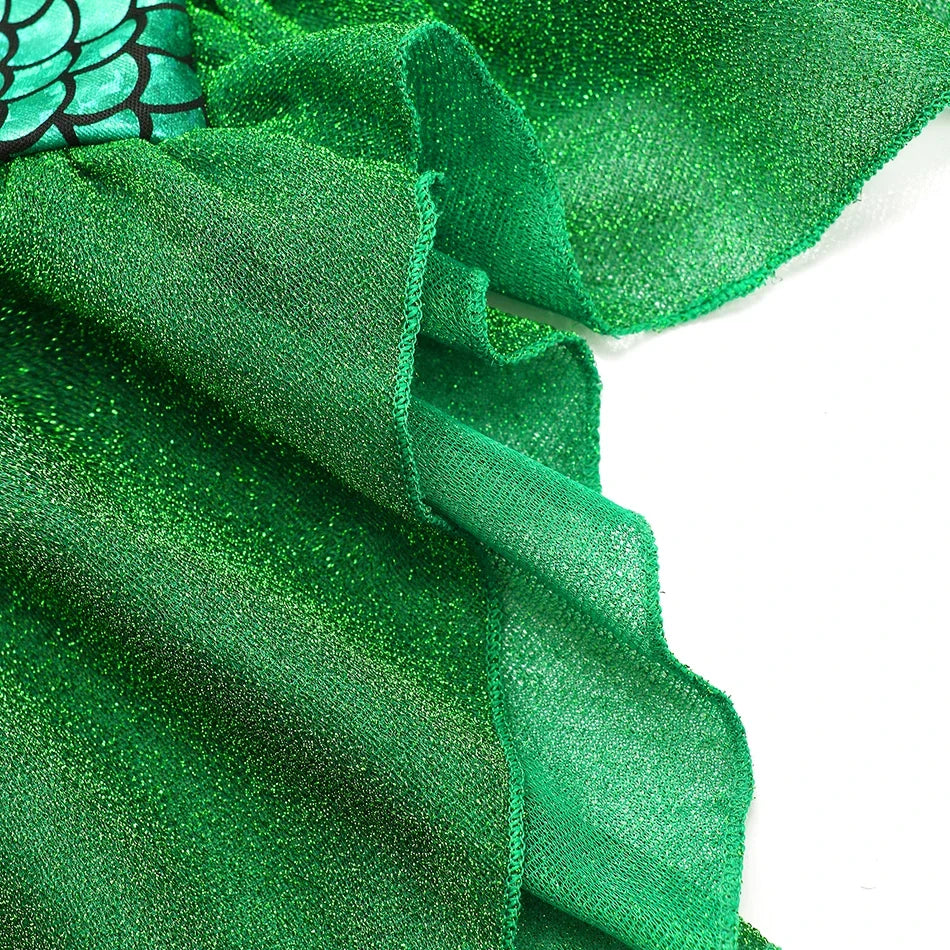 Mermaid Ariel Girls Dress Short Sleeve Tulle Cosplay Princess Costume Carnival Party Girl Princess Dress Party Dresses For Girls