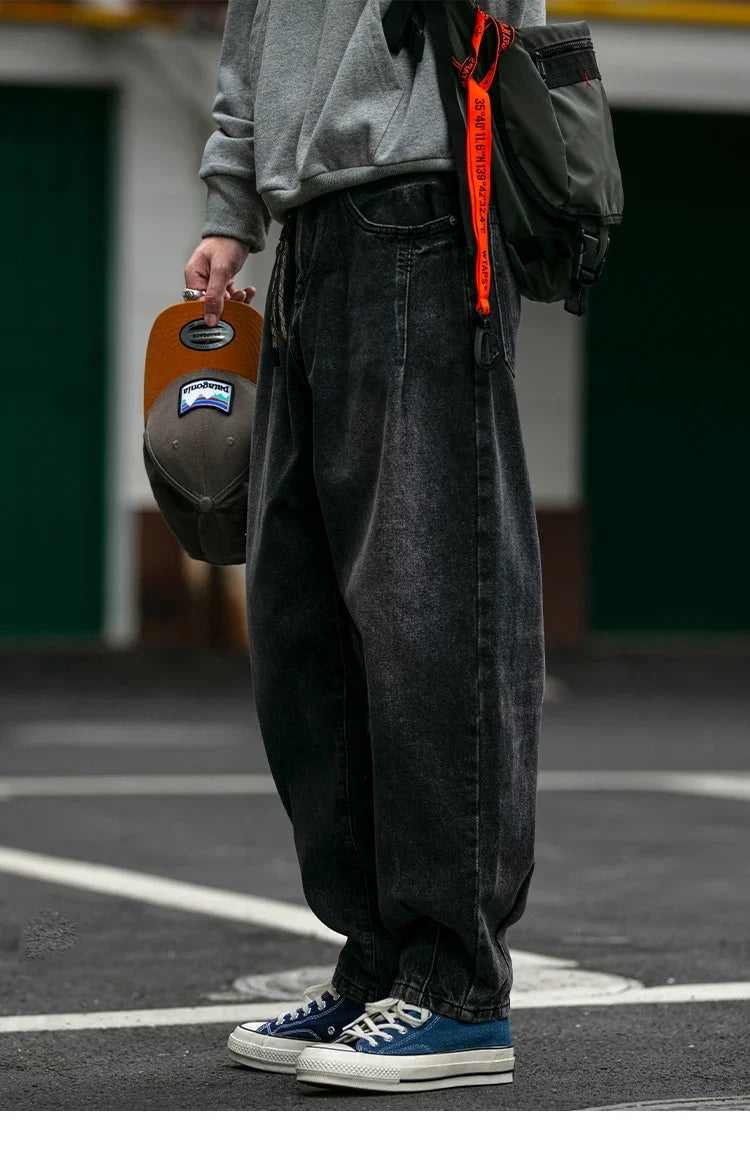 American Vintage High Quality Denim Cargo Pants Men Clothing Streetwear Loose Skate Jeans Harajuku Casual Harem Trousers Male