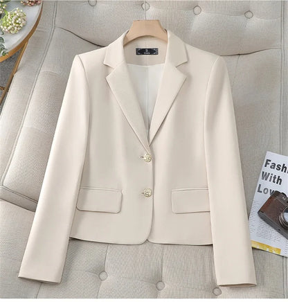 Spring Autumn Fashion Short Women Blazers Elegant Female Suits Jacket Tops Casual Solid Long Sleeve Office Lady Blazer Coat 4XL