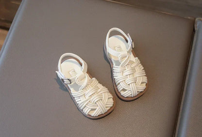 New Sandals Summer Children's Woven Casual Baby Shoes Girls Beach Shoes Slipper Baby Girl Shoes Size 22-31