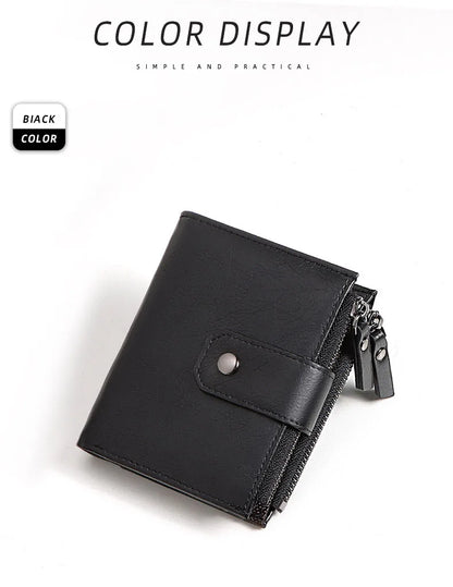 2024 new Men's Coin Purse Wallet RFID Blocking Zipper vintage PU leather Wallet Credit Card Holder Money Bag Wallet man