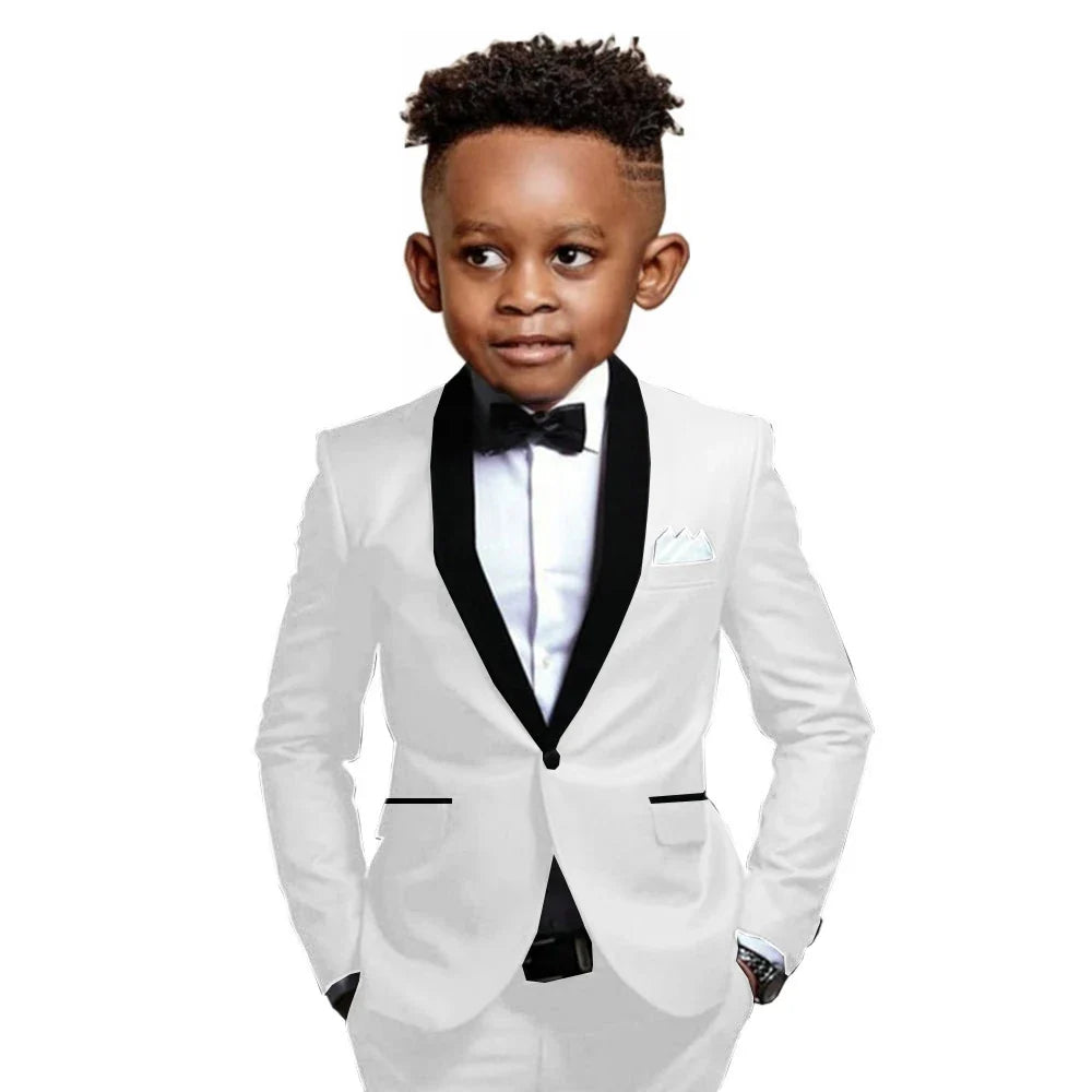 New Boys Formal Suits 2 Pieces Jacket Pants School Activities Wear Stylish One Button Kids Tuxedo Wedding Guest Clothes