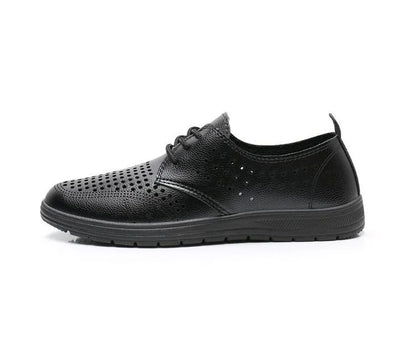 2026 Summer Men Sandals Business Casual Leather Hollow Out Shoes Breathable Soft Sole Clogs Fashion Comfortable Outdoor Slides