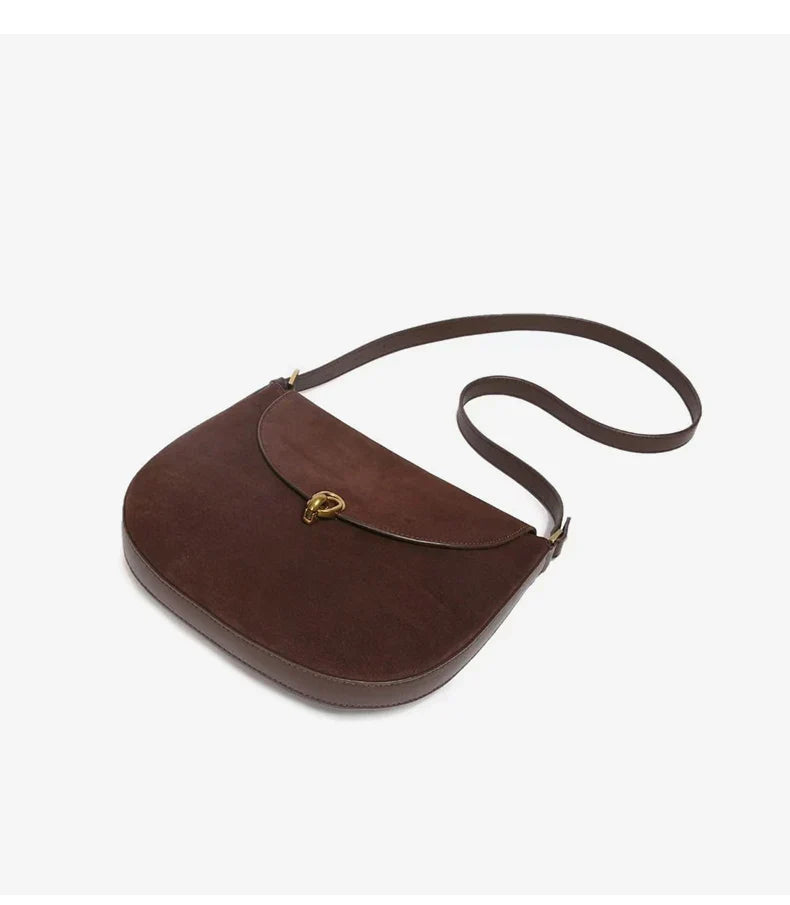 Autumn Winter women's Natural suede leather Crossbody Shell Bag Fashionable Shoulder Handbag Lady Luxury Designer saddle Bag