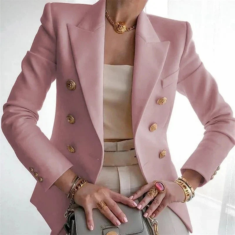 Women's Small Blazer Jacket 2026 Spring Autumn Casual Office Elegant Ladies Suit Coat High-end Double-breasted Lady Outerwear