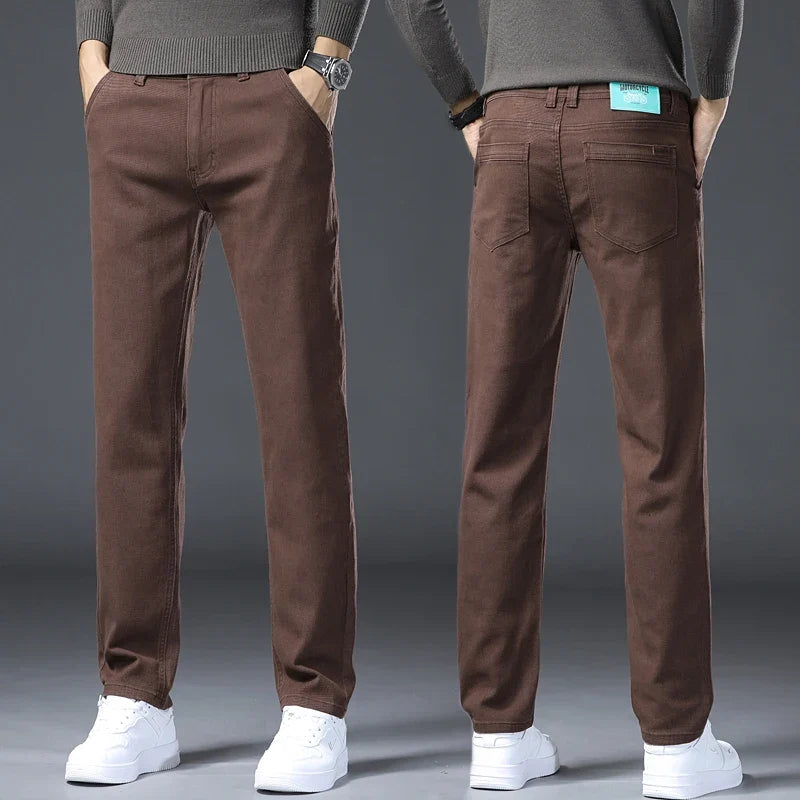Classic Style 3 Colors Autumn Men's Slim Brown Jeans High Quality Business Casual High Stretch Denim Pants Male Brand Trousers