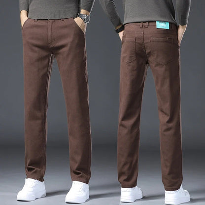 Classic Style 3 Colors Autumn Men's Slim Brown Jeans High Quality Business Casual High Stretch Denim Pants Male Brand Trousers