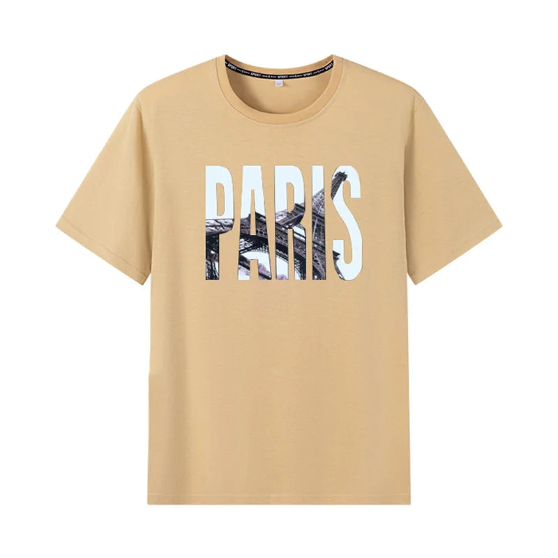 Popular T-shirt for Men Printed Tees Plus Size 110-175kg 6XL/7XL Fashion Summer Cotton Round Neck Short Sleeve Oversized Tops