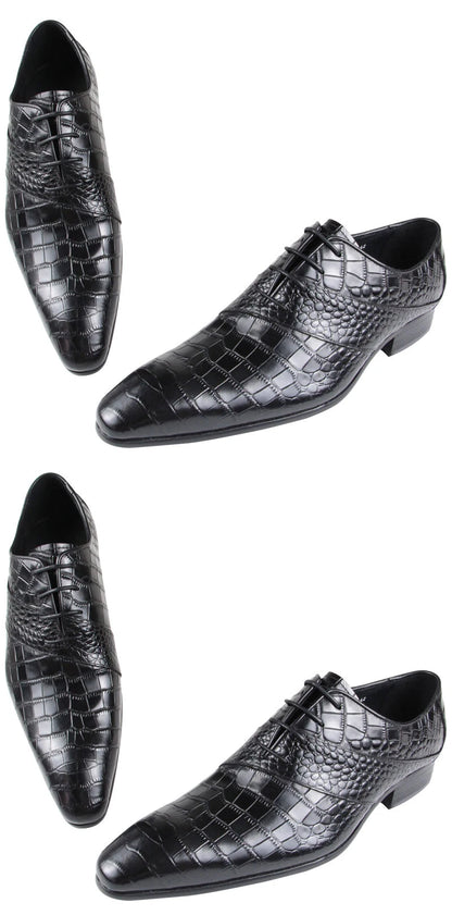 Men's Invisible Height Increasing Elevator Shoes Genuine Leather Formal Dress Oxfords Business Shoes Durable Rubber Outsole