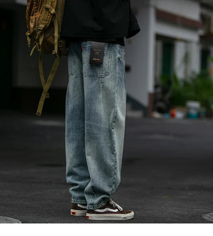 American Vintage High Quality Denim Cargo Pants Men Clothing Streetwear Loose Skate Jeans Harajuku Casual Harem Trousers Male