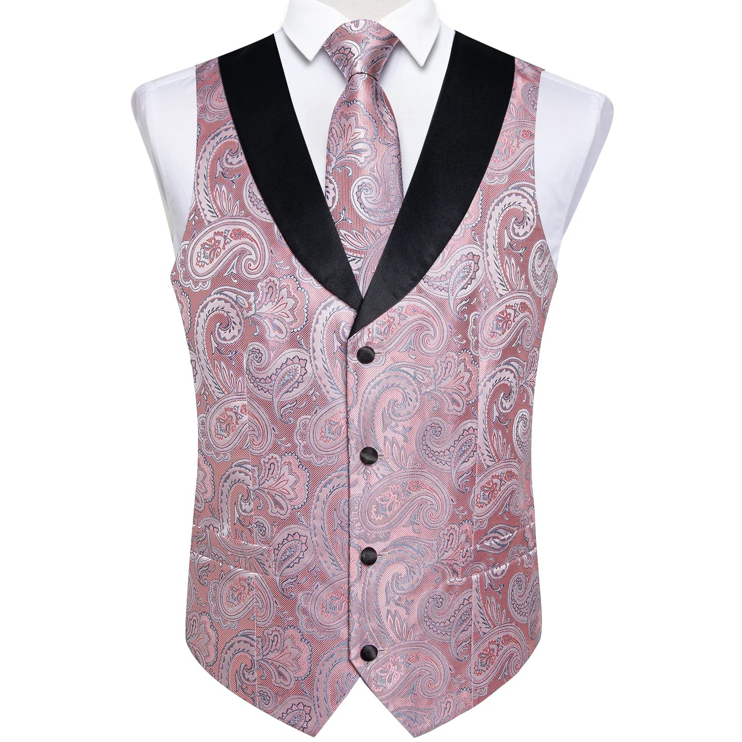 Men's Vest Blue Floral Suit Vest V Neck Tie Set For Wedding Party Brand Formal Dress Waistcoat Man Casual Sleeveless Jacket