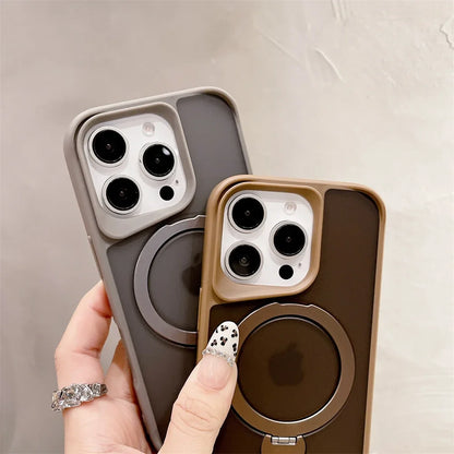 Luxury Magnetic for Magsafe Bracket Stand Phone Case for iPhone 13 15 16 Pro Max 12 14 Plus Folding Stand Shockproof Back Cover