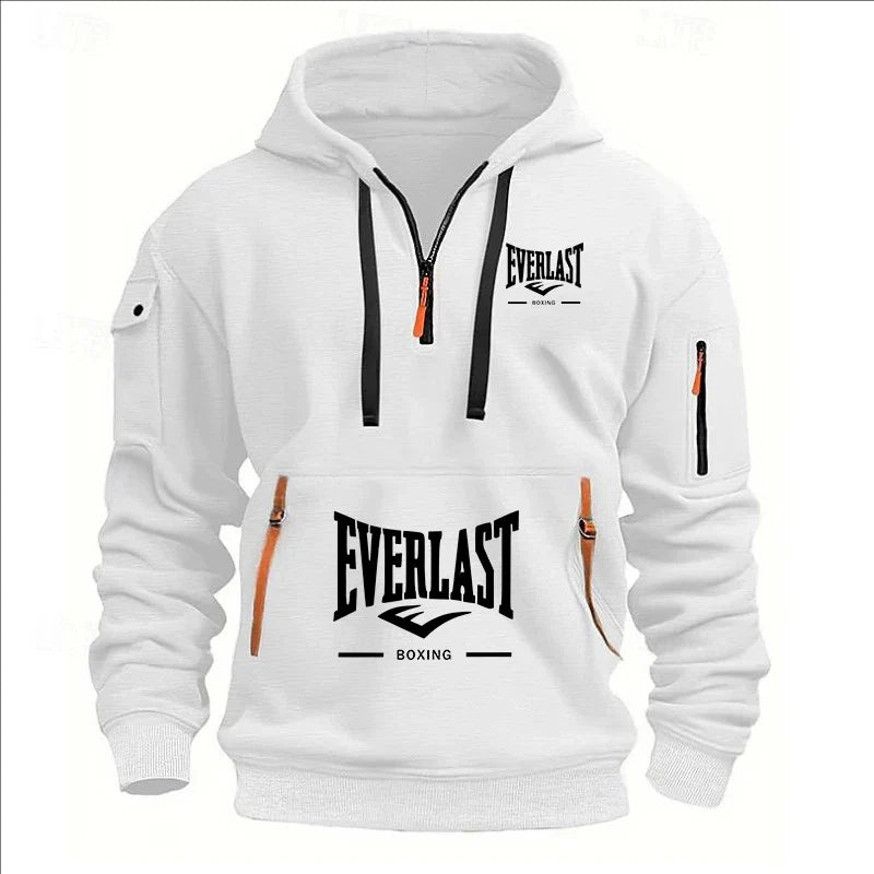 Fashion autumn and winter men's brand clothing multi-zipper design printed hoodie casual sweatshirt loose hooded jumper