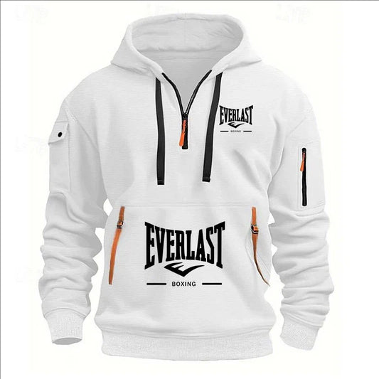 Fashion autumn and winter men's brand clothing multi-zipper design printed hoodie casual sweatshirt loose hooded jumper