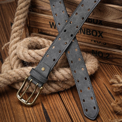 A Men's and Women's Casual Retro Belt Western Style! PU Leather Belt with Metal Buckle, Suitable for Daily Work Wear