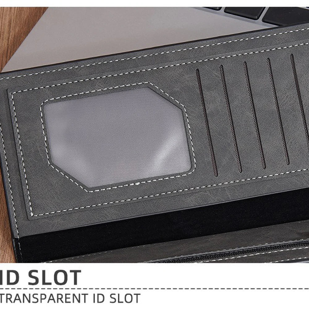 Men's Custom Engraved Long Wallet PU Leather RFID Blocking 10+ Card Slots Zipper Gift