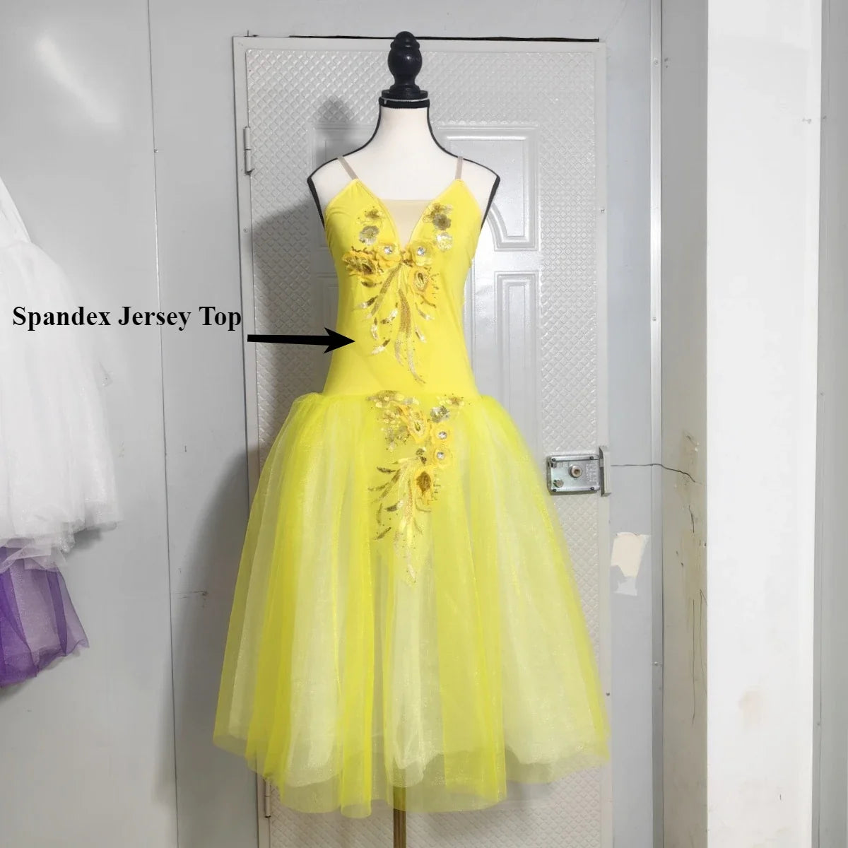 Long Ballet Tutu Skirts Flower Lace Dress Performance Costumes Princess Dance Practice Romantic Dress