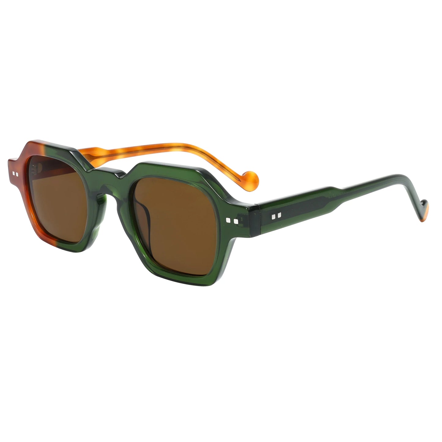 Retro Sunglasses Asymmetric Color Square Frame UV400 Protection for Women Men Polarized Lens Outdoor Daily Wear Lightweigh