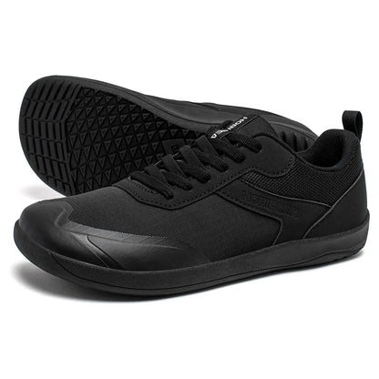 Wide Toe Shoes Mens Womens Minimalist Mesh Artificial Leather Sneakers Lace Up Lightweight Breathable Walking Shoes