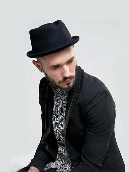 Men's small top hat retro jazz hat small brim fashionable and versatile