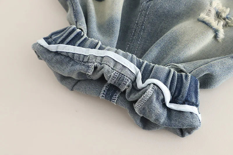 New Summer Baby Boys Clothes Suit Children Fashion  Letter Pocket T-shirt Denim Shorts 2Pcs/Set Toddler Clothing Kids Tracksuits