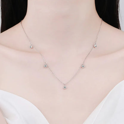 Luxury D Color Full 3/3.5mm Round Bubble Moissanite Diamond Tennis Necklace for Women Party S925 Silver 2-Layer Neck Chain