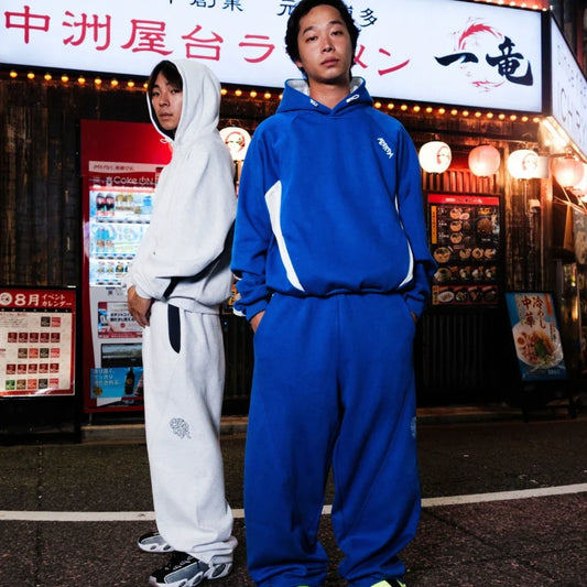 Autumn and winter new trendy men's and women's high street Japanese casual sports letter hooded sweatshirt and pants set