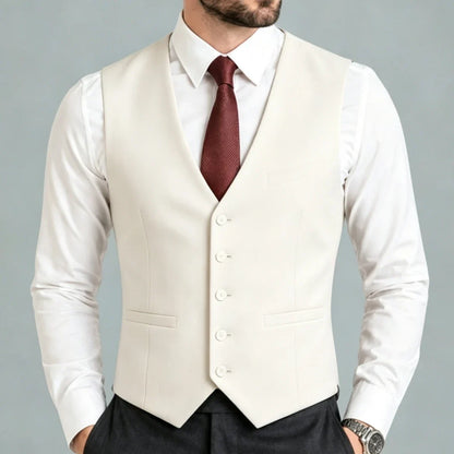 Men Vest Black Solid Single Breasted V Neck Waistcoat For Wedding Groom Banquet Party Business Work Casual Daily Men Suit Vest