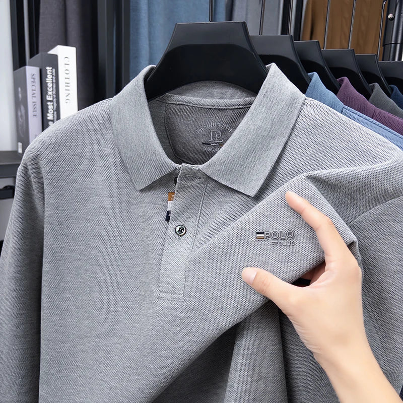High Quality  Autumn and Winter Warm Men's Long Sleeved T-shirt, Semi High Neck Velvet Sweatshirt, Men's Base T-shirt