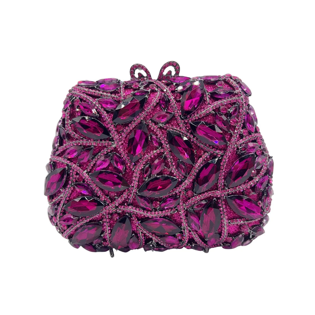 Women Elegant Brown Rhinestone Evening Bag Colorful Crystal Shoulder Clutch Fashion Bridal Handbag Wedding Party Purses