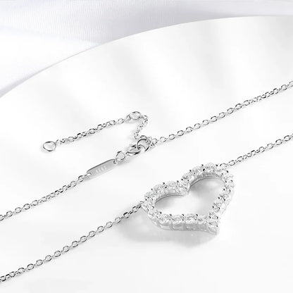 2CT Pass Tested Moissanite Heart Necklace for Women S925 Silver Plated Platinum Simulated Diamonds Pendant Birthday Gift