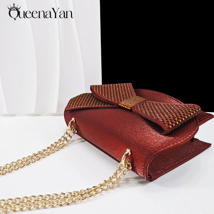Elegant Women High Heels for Peep Toe Good Material Rhinestone Wine Sandals Italian Design Shoes and Bags Matching