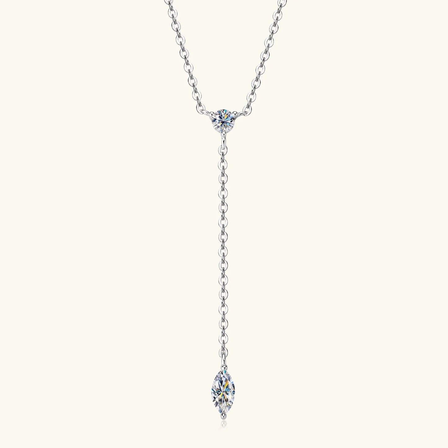 Marquise Cut Moissanite Necklaces Long Tassel Clavicle Chains Necklace for Women 925 Sterling Silver Jewelry Collares