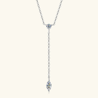 Marquise Cut Moissanite Necklaces Long Tassel Clavicle Chains Necklace for Women 925 Sterling Silver Jewelry Collares