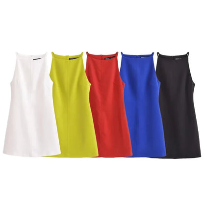 Fashion Summer Dresses 2024 Womens Dresses Bodycon Sleeveless Mini Dress White Red Blue Black Yellow Dress Vacation Dresses
