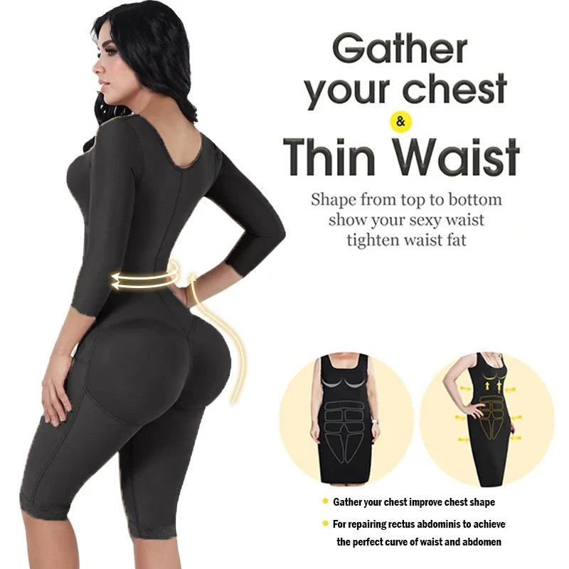 Fajas Colombianas Full Body Support Arm Compression Girdle Women's Shapewear With Built In Bra Corset Slimming Sheath Flat Belly