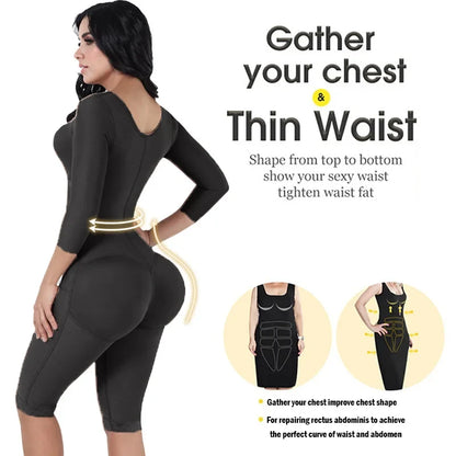 Fajas Colombianas Full Body Support Arm Compression Girdle Women's Shapewear With Built In Bra Corset Slimming Sheath Flat Belly