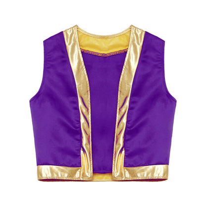 Boys Arabian Costume Arabian Prince Cosplay Dress Up Vest Waistcoat Harem Pants Suit for Halloween Carnival Stage Performance
